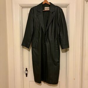 Donna Pelle Dark Green Leather Jacket Coat